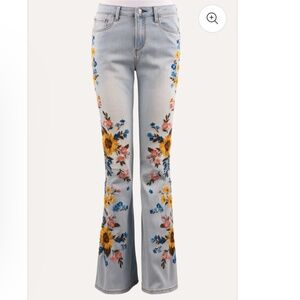 DRIFTWOOD Light Blue Jeans with Sunflower Embroidery